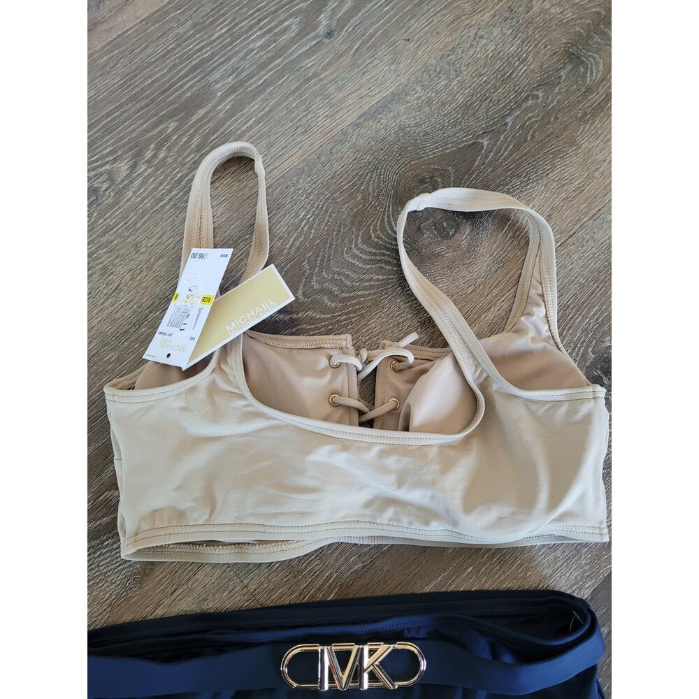 Michael Kors‎ Lace Up Bikini Top and High Waisted Belted Swim Bottoms Medium #17 - Picture 3 of 6